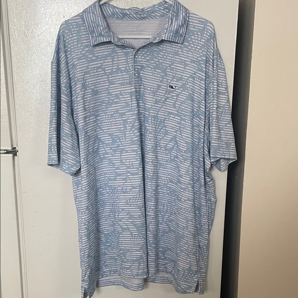 Vineyard Vines Men’s XXL Light Blue Patterned Polo Golf Shirt